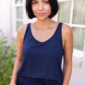 Cozy Earth Lounge Set - pants and tank, Navy, M